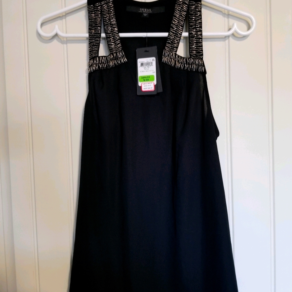Guess beaded chiffon tank top
